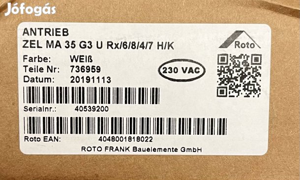 Roto Zel MA 35 N 230V tetőablak távnyitó motor