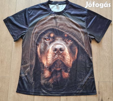 Rottweiler kutyás rövidujjú férfi póló újszerű L