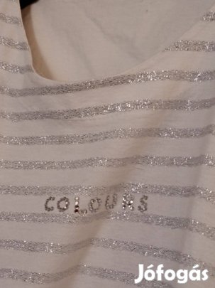 Rövid ujjú ezüst csíkos póló