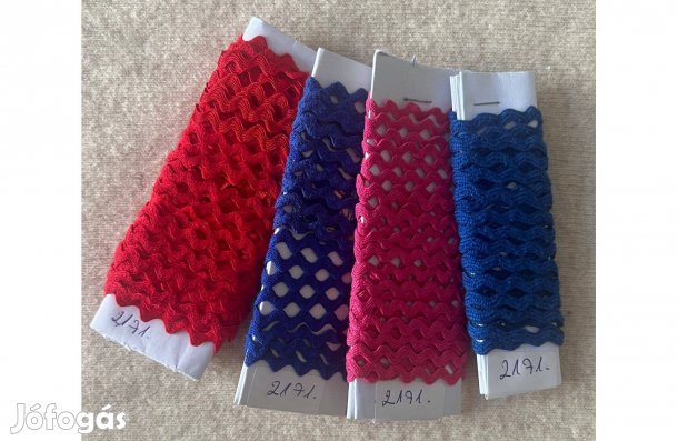 Rövidáru - farkasfog - paszomány szalag 7 mm (piros, pink, s. kék)