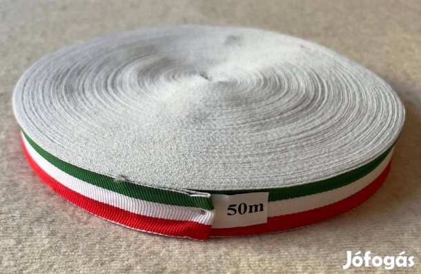 Rövidáru, nemzeti színű szalag (kétoldalas) 50m