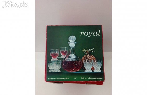 Royal Csehszlovák üveg Whisky - rövidital kínáló készlet dobozában