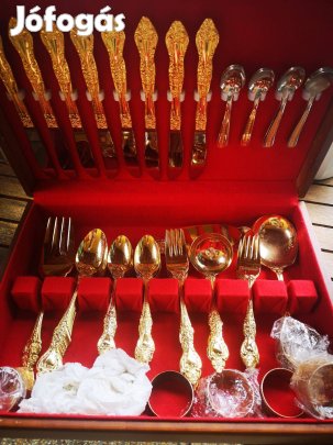 Royal Sealy aranyozott evőeszköz készlet, 8 személyes, díszdobozban
