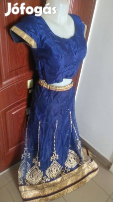 Royal blue traditional Indian wedding dress choli skirt lehenga set 