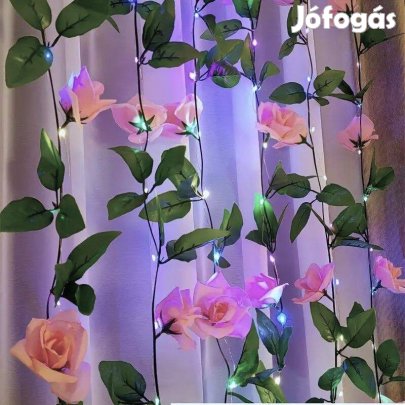 Rózsa függöny -új- 77 db leddel napelemes kültéri dísz