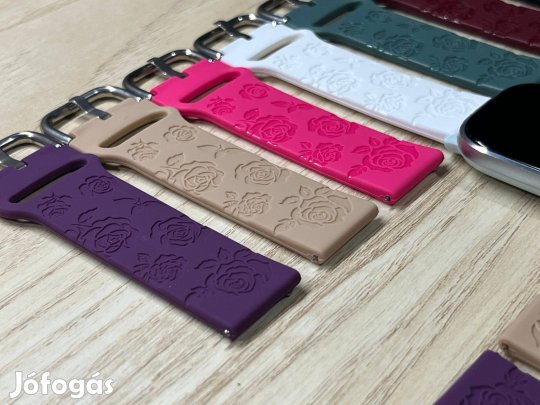 Rózsa mintás szilikon szíj 20mm-es órához