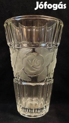 Rózsás Cseh üveg váza