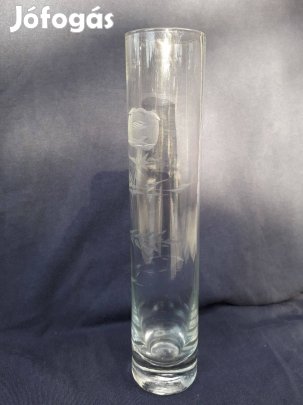 Rózsás csiszolt üvegváza