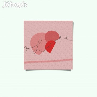 Rózsaszín Love feliratos fali kép 50x50 cm