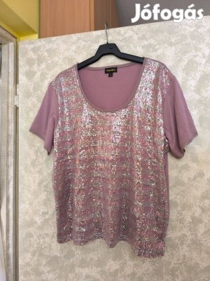 Rózsaszín, ezüst flitterekkel díszített szép felső 2XL-es