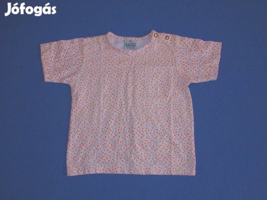 Rózsaszín, virágmintás póló 80-as, 1-2 évesre