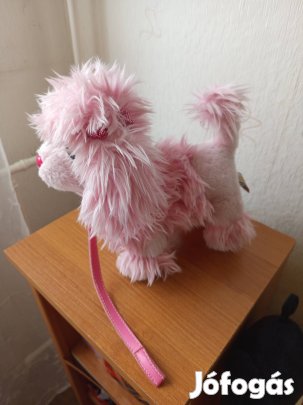 Rózsaszín aranyos plüss kutya pórázzal új