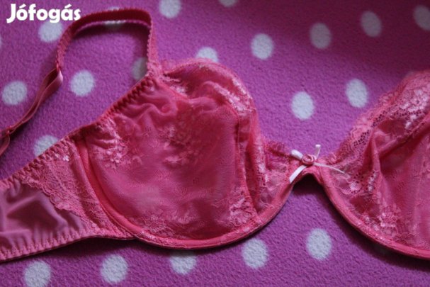 Rozsaszin csipkes melltarto, 80 DD (1x viselt)