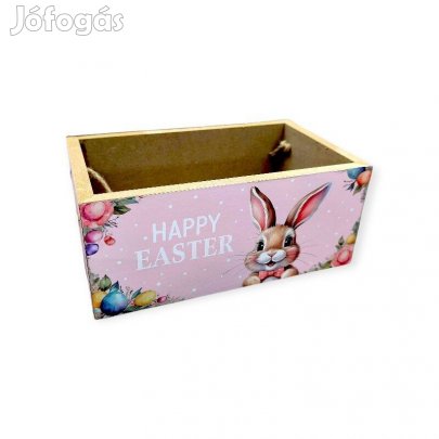 Rózsaszín fa húsvéti dekor doboz nyuszival 20 cm