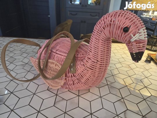 Rózsaszín flamingó kosár táska