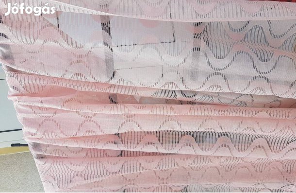 Rózsaszín függöny 256 cm x 300 cm átlátszó csipke