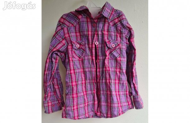 Rózsaszín kockás kislány blúz 110-es