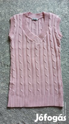 Rózsaszín kötött hosszú mellény, felső