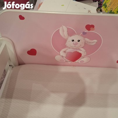 Rózsaszín nyuszis gyermekágy 80 x 160 cm