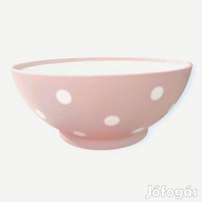 Rózsaszín pöttyös műanyag tál 350 ml