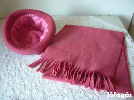 Rózsaszín sapka + sál