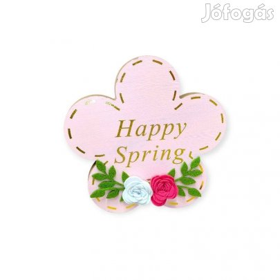 Rózsaszín virág húsvéti fa asztaldísz Boldog húsvét 15 cm