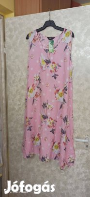 Rózsaszín virágmintás pántos lenge ruha 44-es