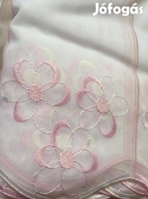 Rózsaszín virágos új vitrázs függöny (2,9m x 45cm)