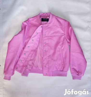 Rózsaszínű, női műbőr bomberdzseki