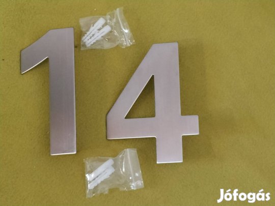 Rozsdamentes acélból készült házszám eladó 1-es és 4-es