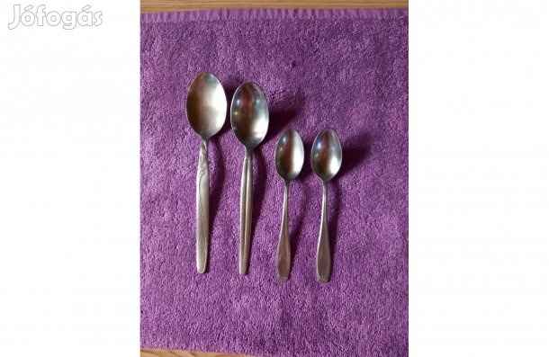 Rozsdamentes evőkanál 2 db és teás kanál 3 db - Újszerű