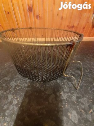 Rozsdamentes füles krumpli sütő kosár átm 18cm