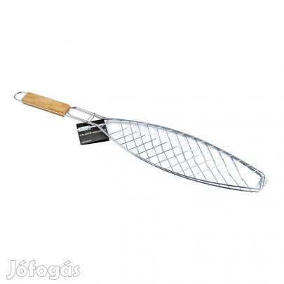 Rozsdamentes halsütő grillrács fa nyéllel 56cm