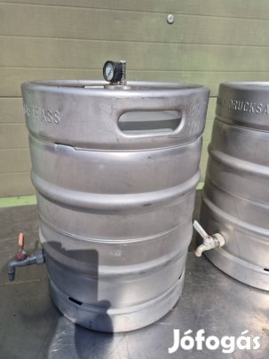 Rozsdamentes hordó,  söröshordó,  50 L.-es, csappal 