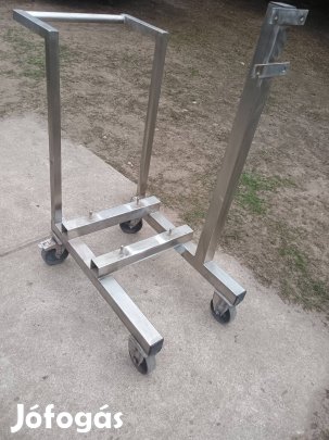 Rozsdamentes kézi kocsi 60x60 mm zártszelvény kézikocsi forduló kerék