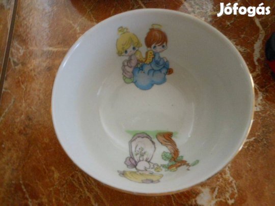 Rrégi angyalkás román porcelán kis tálka 13cm és kiscsésze együtt
