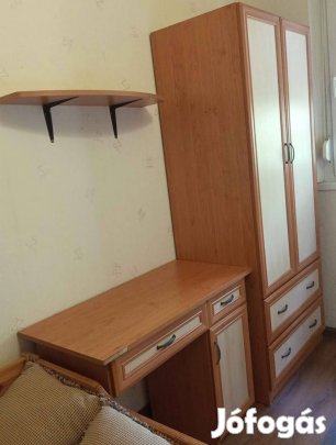 Ruhásszekrény és íróasztal éger színben