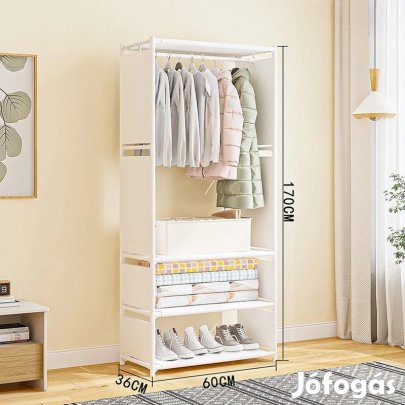 Ruhásszekrény szövet 170x36x60cm fehér TR01-2