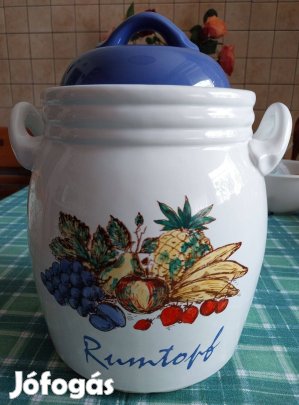 Rumtopf mázas cserép fedővel