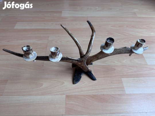 Rusztikus agancs gyertyatartó (2 db) egyedi, természetes dekoráció