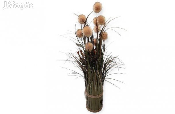 Rusztikus díszfű gömbvirággal kaspóban, 50 cm