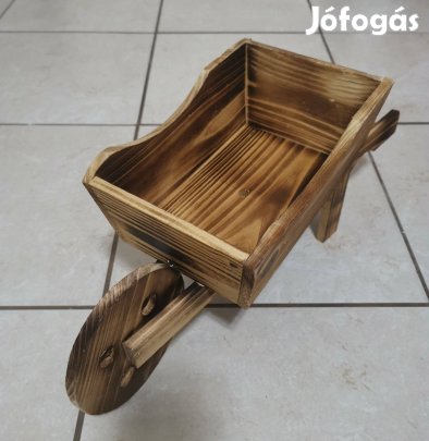 Rusztikus fa dísztalicska, virágtartó Új