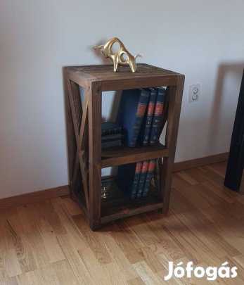 Rusztikus könyvespolc, könyves szekrény, lemezjátszó állvány
