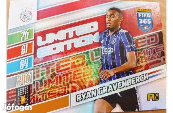 Ryan Gravenberch Ajax XXL Limited focis kártya Panini FIFA 2022