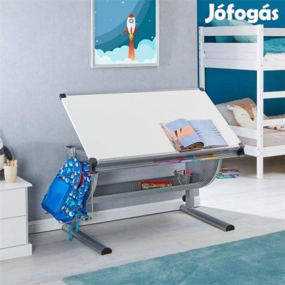 SARI állítható magasságú és fedlapú író-rajzasztal (fehér-alu) 95561
