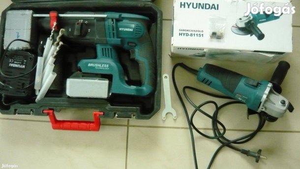 SDS-Plus Hyundai véső-ütvefúró,2db 21V Li-ion akkuval+koffer&Kisflex