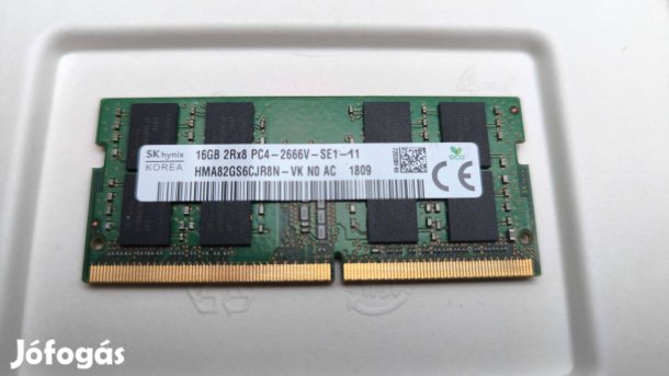 SK Hynix 16GB DDR4 2666MHz RAM (HMA82GS6Cjr8N-VK) notebook memória