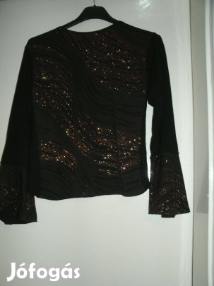 SLM fekete alapon barnán csillogó alkalmi blúz "M" méret