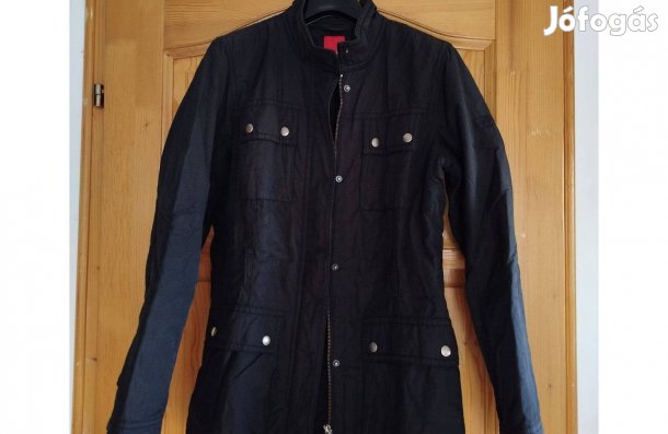 S.Oliver fekete fémes csillogású női tavaszi kabát, L-es 40-es