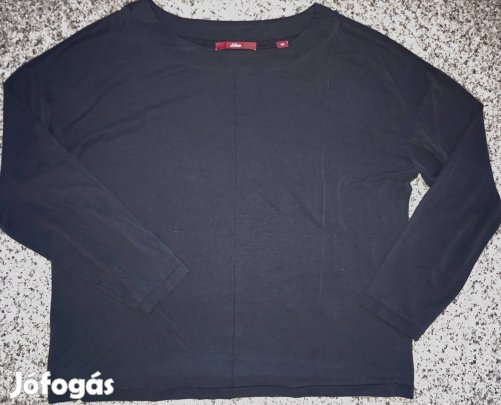 S. Oliver 38-as grafitszürke vékony lenge pamut női hosszú ujjú blúz